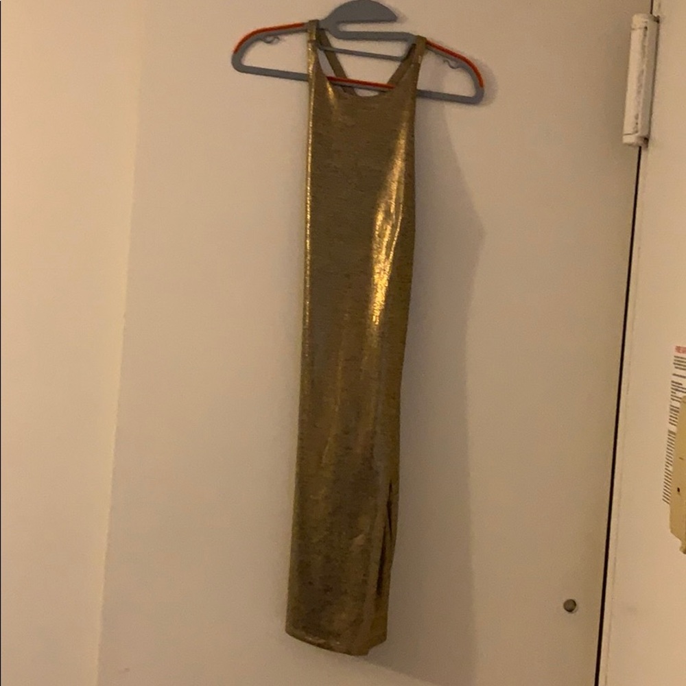 Gold lame dress